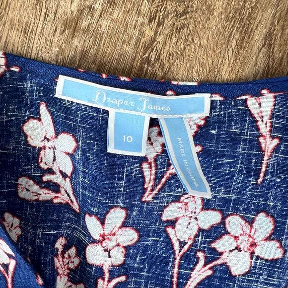Draper James Blue Floral Linen True Wrap Top Size 10 - Picture 5 of 5